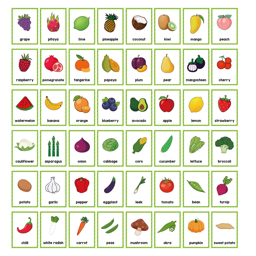 Kids Montessori Fruit & Veg Flashcard Educational Toy