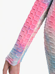 Tie Dye Honeycomb Long Sleeve V Neck Yoga Top