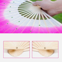 Chinese Style Dance Fan Bamboo Folding Fan Silky Veil Fan