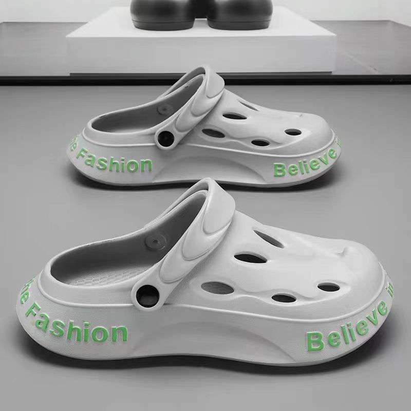 Men's Clogs Slogan Slip-On Closed Toe Sandals Soft Sole Walking Shoes