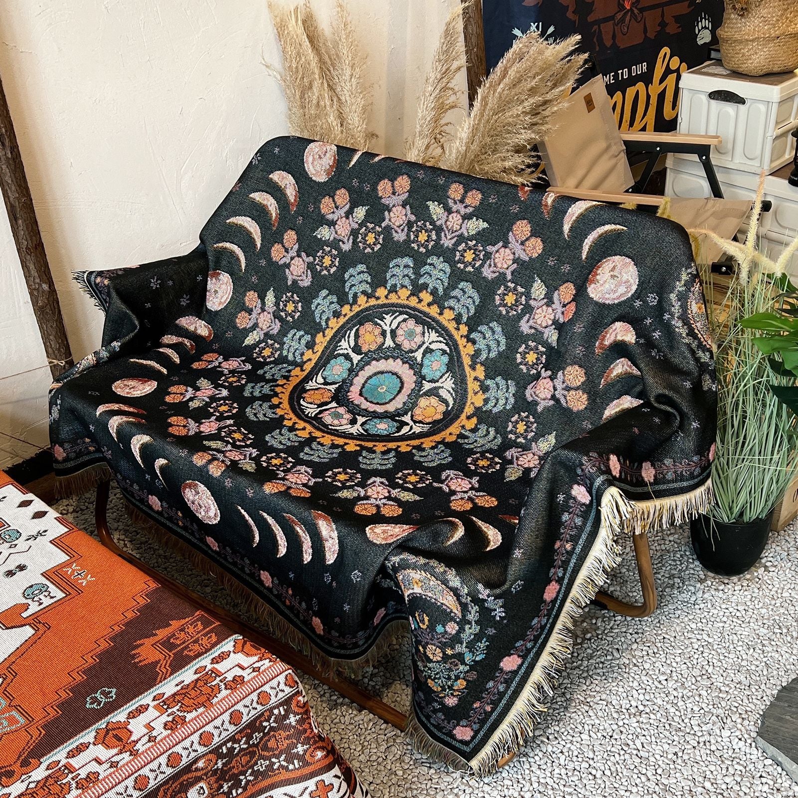 Bohemian Multifunctional Blanket for Sofa Picnic Camping Soft Durable Cover