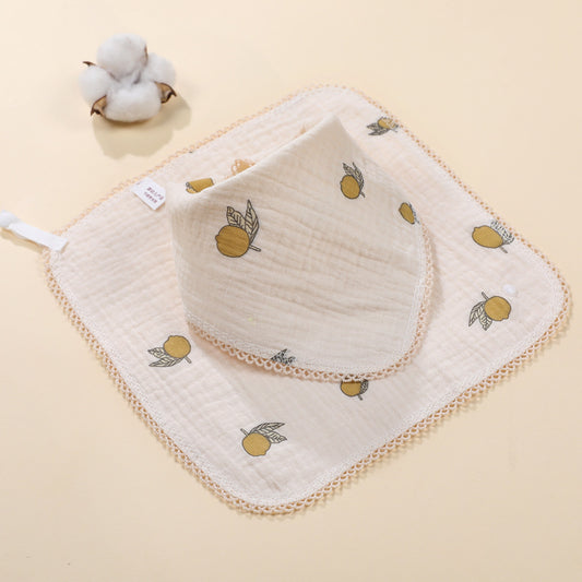 2pcs Pattern Washcloth Handkerchiefs Small Square Towel Soft Absorbent