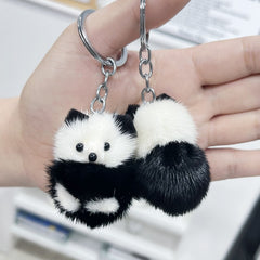 Small Panda Plush Key Chain Pendant School Bag Ornament