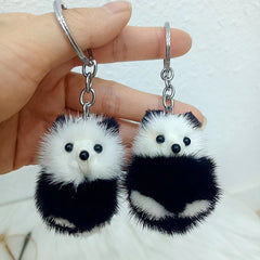 Small Panda Plush Key Chain Pendant School Bag Ornament