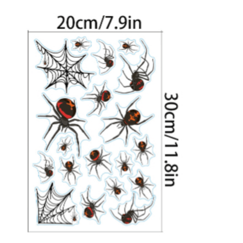6pcs Halloween Static Window Stickers Haunted House Bat Spider Web