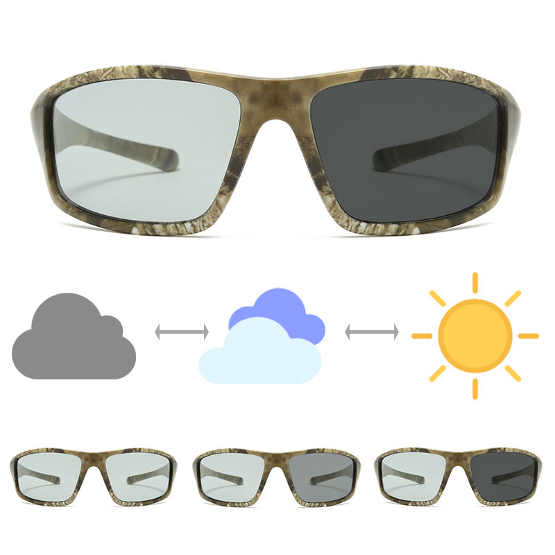 Men's Square Polarized Photochromic Sunglasses UV Protection