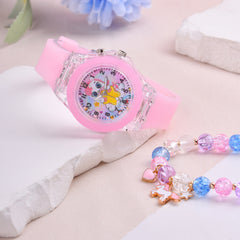 Pink LED Glow Unicorn Watch and Beaded Bracelet Set