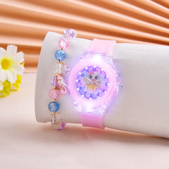 Pink LED Glow Unicorn Watch and Beaded Bracelet Set