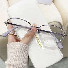 Light Blocking Reading Glasses Oval Semi Rimless Presbyopic Glasses