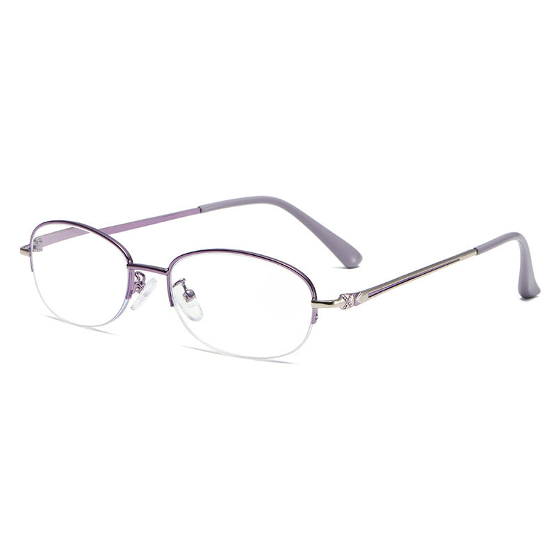 Light Blocking Reading Glasses Oval Semi Rimless Presbyopic Glasses