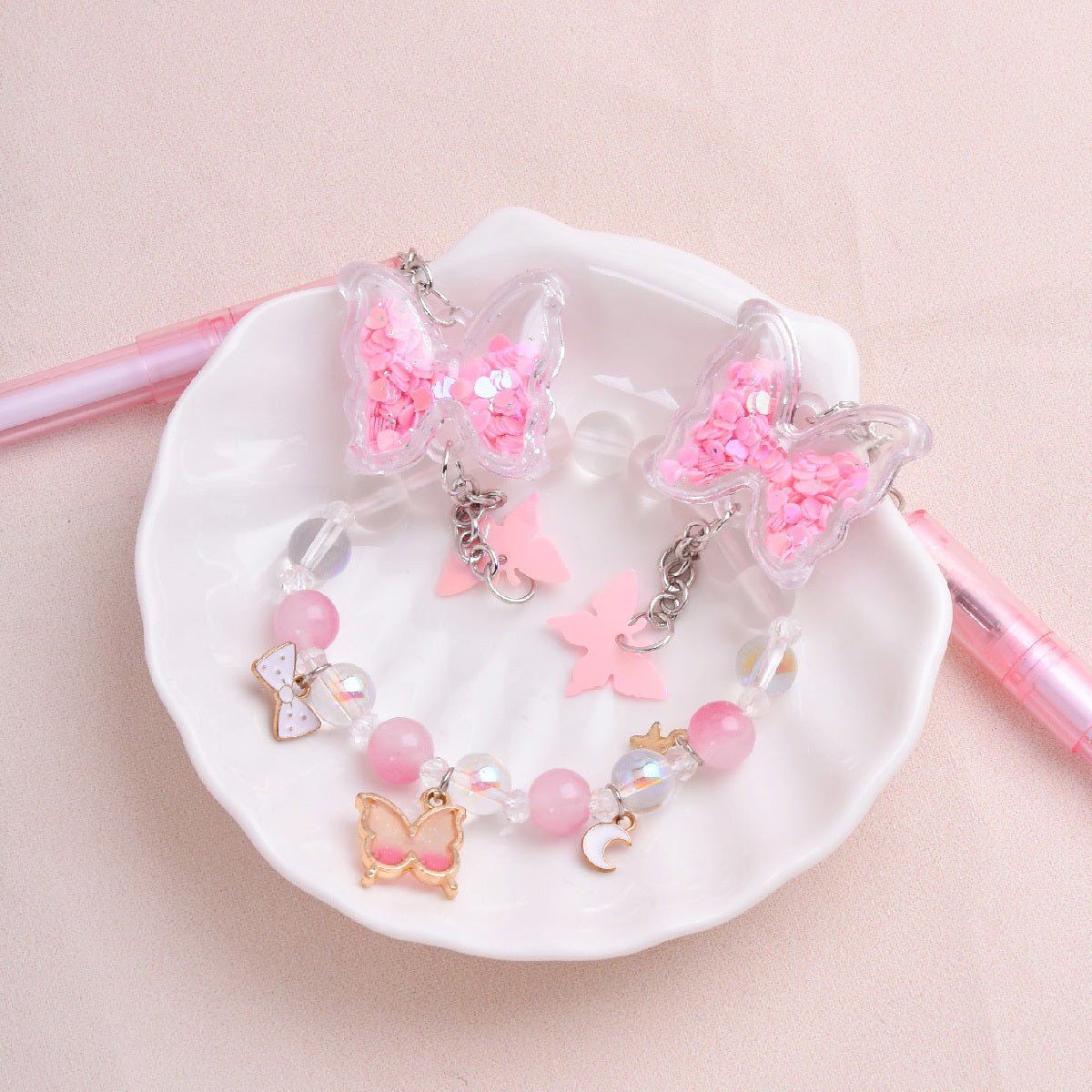 Butterfly LED Glow Watch Set with Coin Purse & Hair Clip