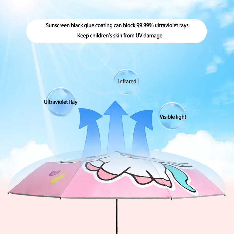 Children Umbrella Windproof Folding Reflective Stripe Cartoon Unicorn