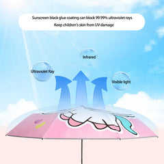 Children Umbrella Windproof Folding Reflective Stripe Cartoon Unicorn