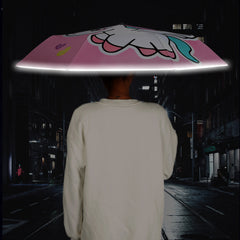 Children Umbrella Windproof Folding Reflective Stripe Cartoon Unicorn