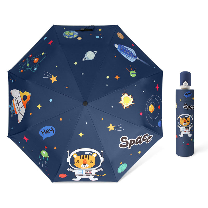 Children Umbrella Windproof Folding Reflective Stripe Cartoon Unicorn