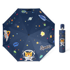 Children Umbrella Windproof Folding Reflective Stripe Cartoon Unicorn