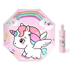 Children Umbrella Windproof Folding Reflective Stripe Cartoon Unicorn