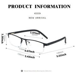 Anti Light Reading Glasses Rectangle Semi Rimless Metal Frame Presbyopic Glasses