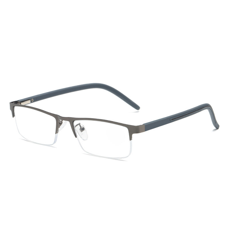 Anti Light Reading Glasses Rectangle Semi Rimless Metal Frame Presbyopic Glasses