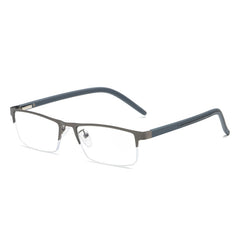 Anti Light Reading Glasses Rectangle Semi Rimless Metal Frame Presbyopic Glasses