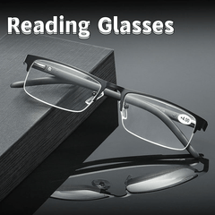 Anti Light Reading Glasses Rectangle Semi Rimless Metal Frame Presbyopic Glasses