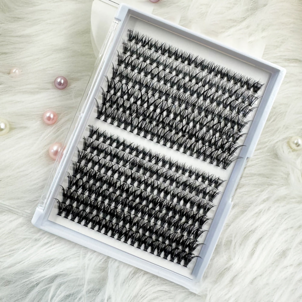 280pcs Cluster Lashes D Curl Long Individual Lashes Mixed Tray Faux Mink Lash