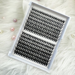 280pcs Cluster Lashes D Curl Long Individual Lashes Mixed Tray Faux Mink Lash