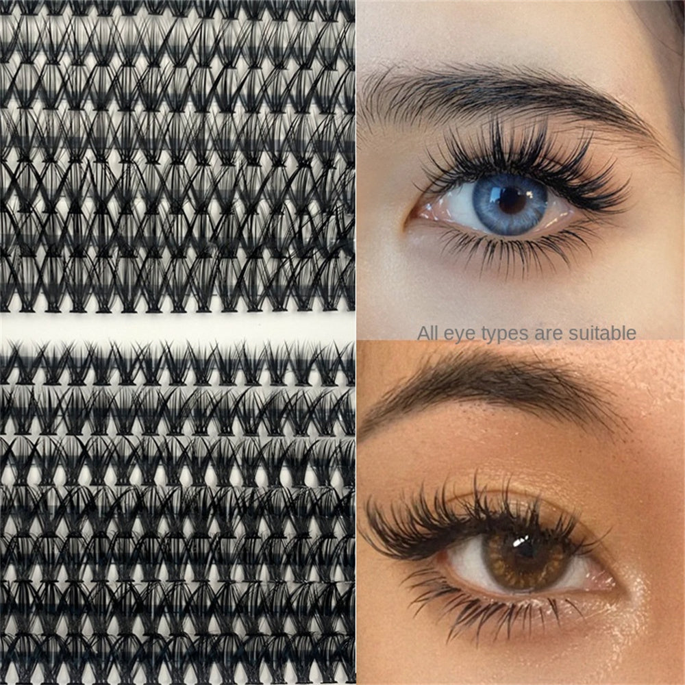 280pcs Cluster Lashes D Curl Long Individual Lashes Mixed Tray Faux Mink Lash