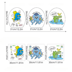 Crocodiles Octopus Fish Bathroom Toilet Wall Stickers Waterproof Tile Stickers