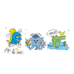 Crocodiles Octopus Fish Bathroom Toilet Wall Stickers Waterproof Tile Stickers