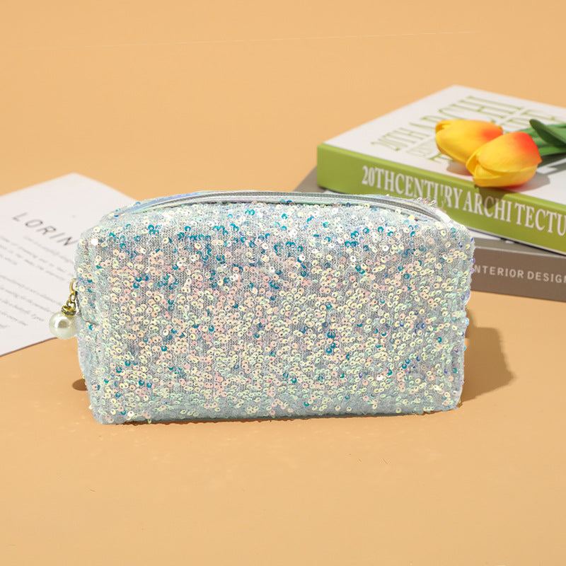 Sequin Makeup Bag Portable Cosmetic Case for Women Small Pouch