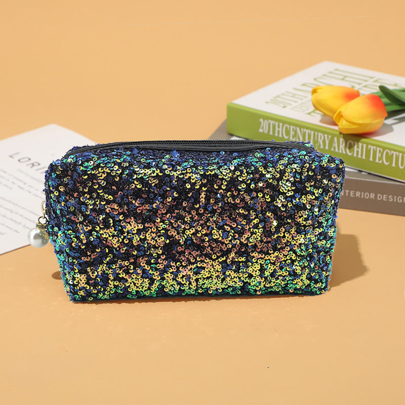 Sequin Makeup Bag Portable Cosmetic Case for Women Small Pouch