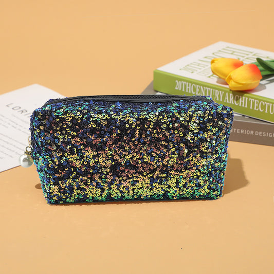Sequin Makeup Bag Portable Cosmetic Case for Women Small Pouch