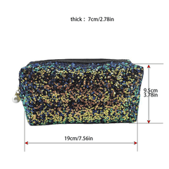 Sequin Makeup Bag Portable Cosmetic Case for Women Small Pouch