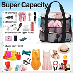 Mesh Clear Pocket Large Capacity Beach Bag Lightweight Storage Bag