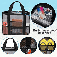 Mesh Clear Pocket Large Capacity Beach Bag Lightweight Storage Bag