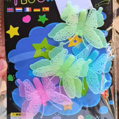 4pcs Luminous Butterfly Wall Stickers 3D Decorative Student Art Decor