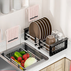 Stainless Steel Stretch Drain Basket Kitchen Sink Filter Drying Basket