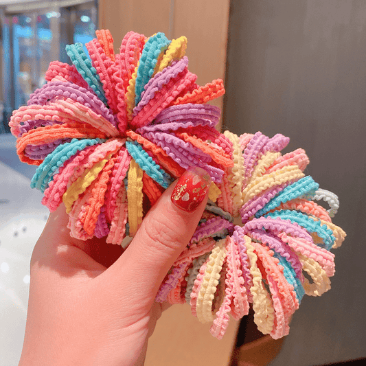 50pcs Ruffled Hair Tie Seamless Ponytail Holder Hair Accessories