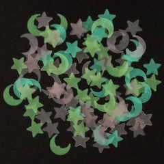 26pcs Luminous Orange Moon & Stars Wall Stickers Set