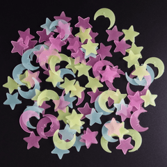 26pcs Luminous Orange Moon & Stars Wall Stickers Set