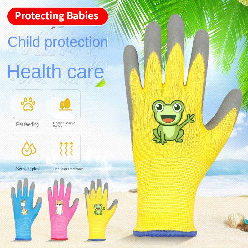 Kids Full Finger Gardening Gloves, Anti-slip & Wear-resistant