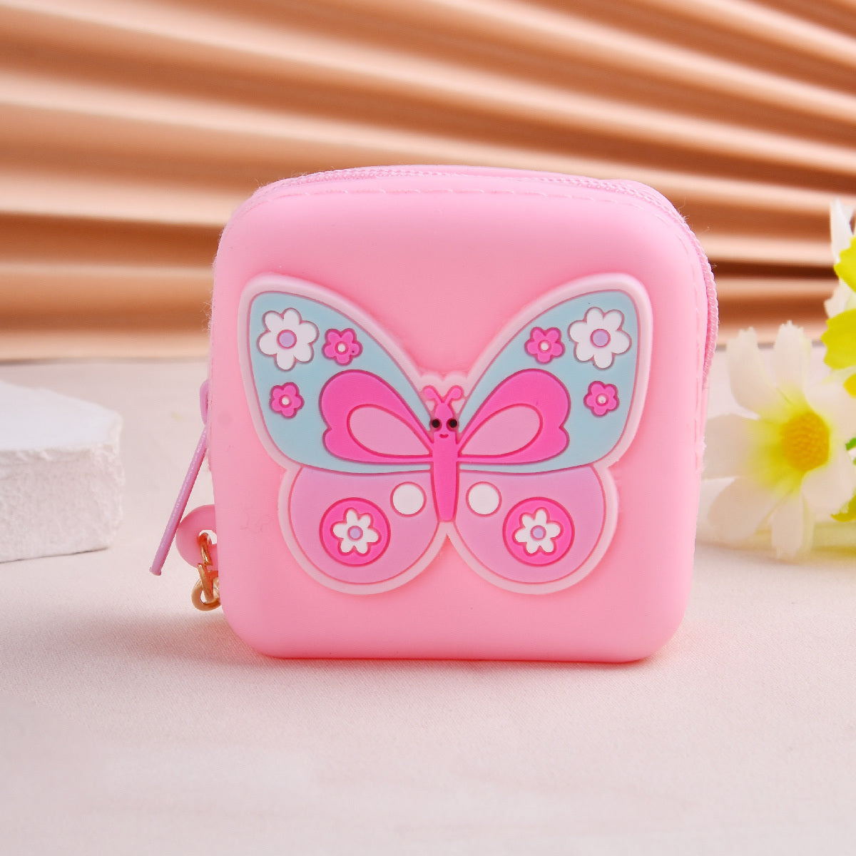 Pink Butterfly Girls Quartz Watch Set with Coin Purse Hairpin Necklace Bracelet