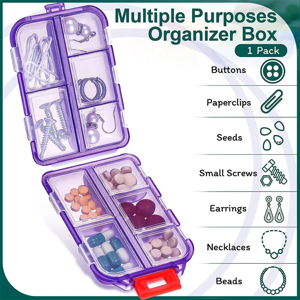 Portable 12 Grid Pill Organizer Daily Vitamin & Medicine Holder Container