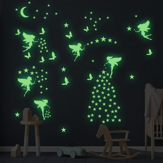 3D Glow Fairy Decals: Butterfly Moon & Star Wall Stickers