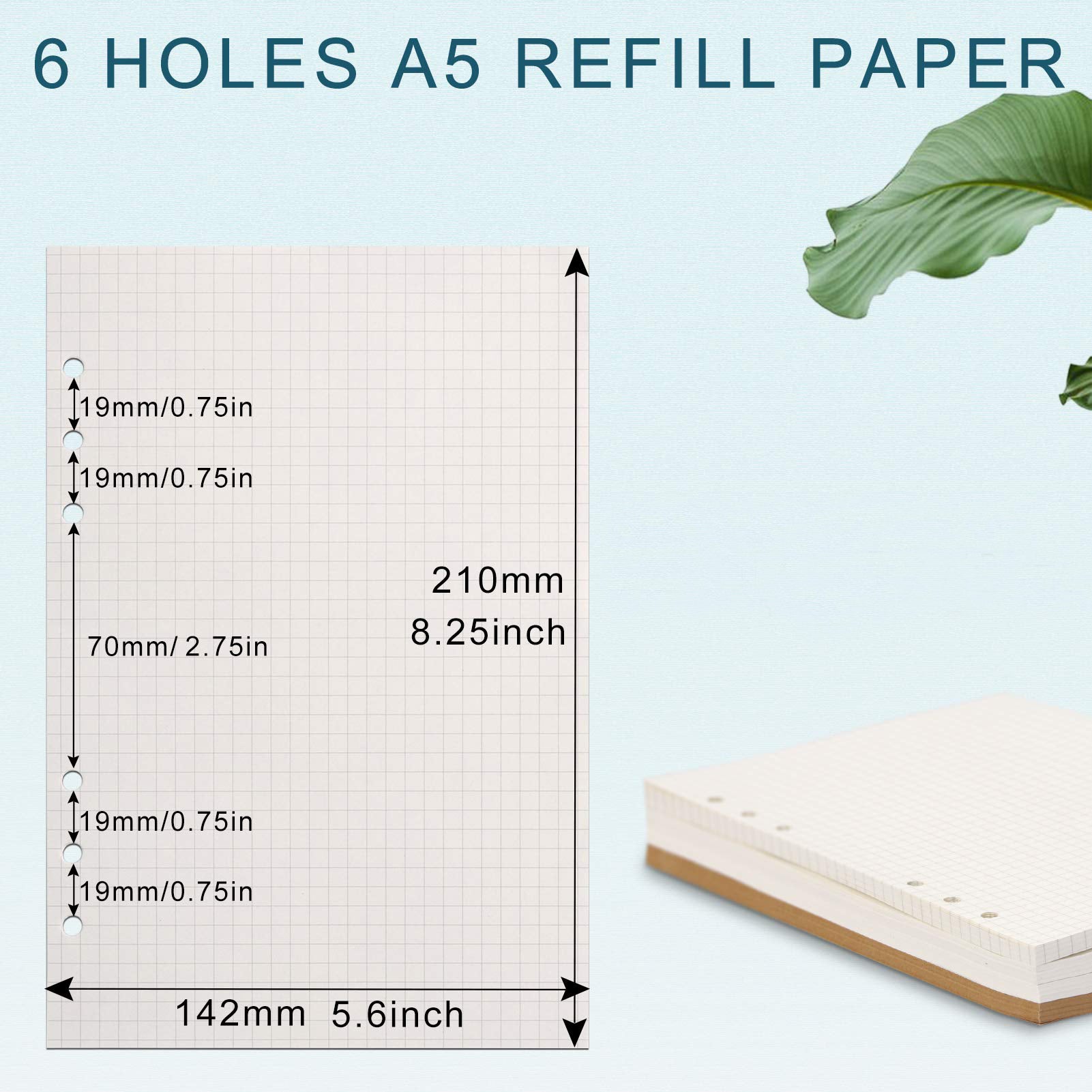 A5 Filler Paper 90 Pages 100GSM 6 Ring Loose Leaf Paper