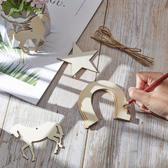 36pcs Wooden Horseshoe Ornaments for DIY Home Decorations & Parties
