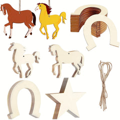 36pcs Wooden Horseshoe Ornaments for DIY Home Decorations & Parties