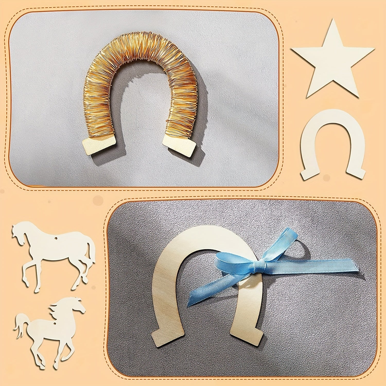 36pcs Wooden Horseshoe Ornaments for DIY Home Decorations & Parties