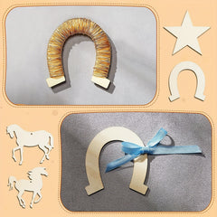 36pcs Wooden Horseshoe Ornaments for DIY Home Decorations & Parties